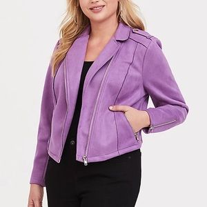 Purple Suede Moto Jacket Torrid Size 2